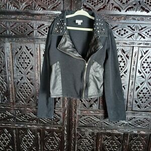 Girls Disney D-Signed Size Medium (7/8) Cotton Jacket Black Moto Studded
